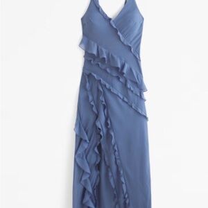 Abercrombie & Fitch Blue ruffle maxi dress